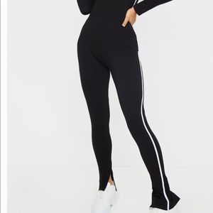 Black Sports Stripe High Neck Jumpsuit